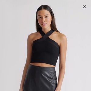 NWOT Quince Cropped Halter Ribbed Knit Tank, M